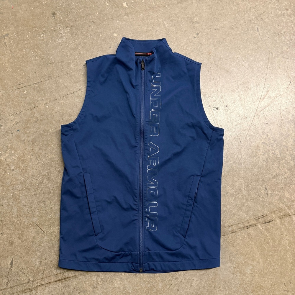 Under Armour Mens ColdGear Golf Vest Navy Blue Full Zip Mock Neck Small 2098